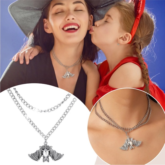Halloween Multilayer Bat Necklace For Girls Women Friends Distance Birthday - Picture 8 of 14